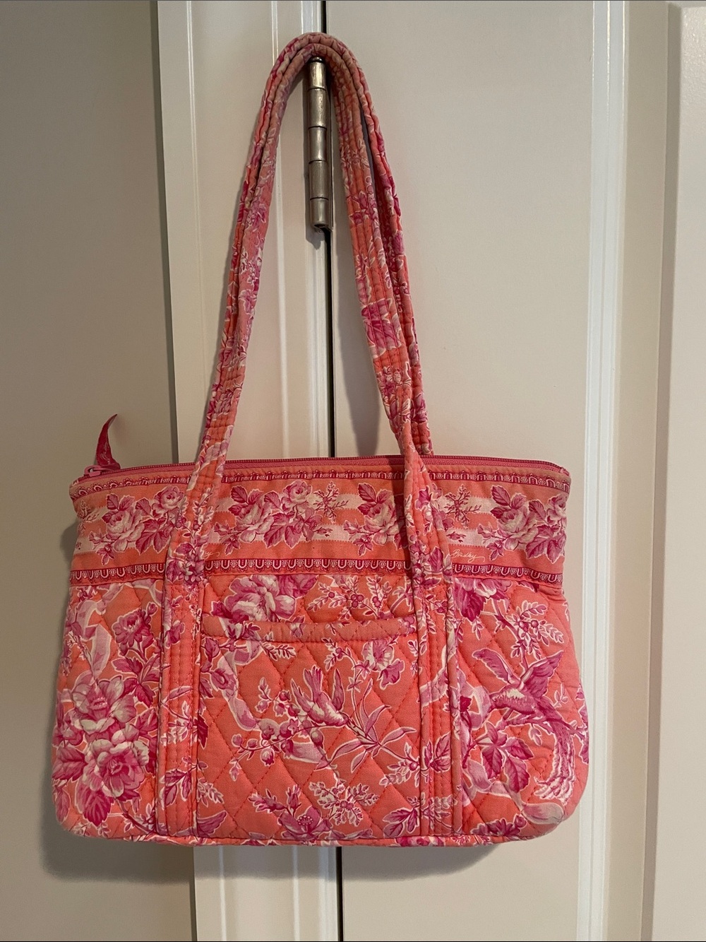 Vera Bradley Coral and Pink Quilted Floral Shoulder Tote